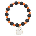 Black Orange Bead Cute Ghost Charm Stretch Bracelet view 5