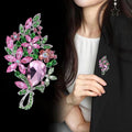 Pink Silver Tone Pink Green Crystal Floral Assortment Crystal Fifteen Designs Metal Brooch view 3