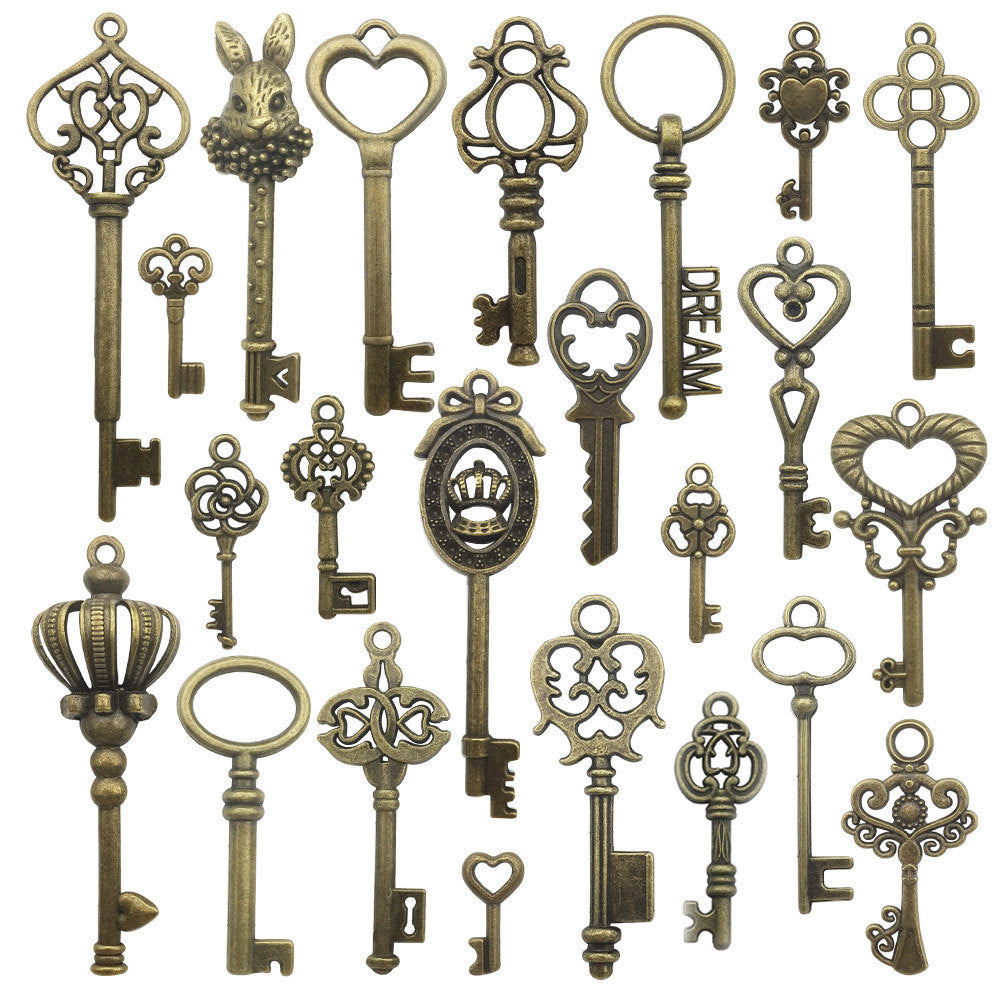 Antique Bronze Zinc Alloy Heart Key Charm Pendant for DIY Fashion Jewelry Making