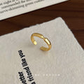 Gold Open Adjustable Ring Smooth Band Pinch Detail view 1