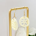 Gold or Silver Lotus Root Slice Drop Earrings with Random Option view 2
