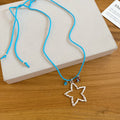 Blue Cord Outline Pendant Necklaces in Three Shapes view 8