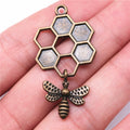 Honeycomb And Bee Frame Pendants in Detailed Metal Finishes for Jewelry Making view 6