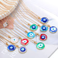 Gold Tone Clear Round Resin Evil Eye Pendant Necklaces in Four Colors view 1