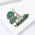 Eiffel Tower Garden Brooch with Green Crystal Trees view 4