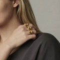 Sculptural Double Teardrop Open Ring in Polished Gold Tone view 4