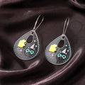Silver Tone Sunflower Smiley Cat and Ice Cream Acrylic Hook Earrings view 7