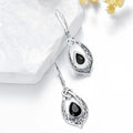 Antique Silver Celtic Knot Black Teardrop Leverback Earrings view 3