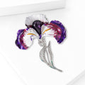 Purple Iris Flower Brooch with Enamel Petals and Silver Stem view 3
