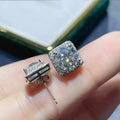 Silver Tone Square Halo Clear Stone Stud Earrings Jewelry view 4