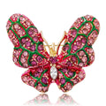 Colorful Crystal Butterfly Brooch in Pink and Green view 1
