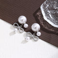 Bow and Pearl Look Cluster Statement Stud Earrings view 3