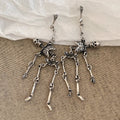 Silver Articulated Skeleton Drop Earrings and Pendant Necklace view 6