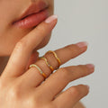 Stainless Steel Wave Pave Zircon Rings Gold Steel Multicolor view 1