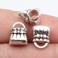 12x9.6x8mm 1.8g Antique Silver Zinc Alloy Handbag Large Hole Beads for DIY Bracelet Jewelry Making