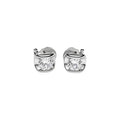 Square Crystal Huggie Clip On Earrings In Two Tones view 5