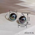 Faux Pearl Crescent Pavé CZ Stud Earrings Three Colors view 4