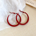 Red Hoop Earrings in Eight Size and Finish Variations view 7