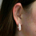 Rose Gold Tone Crystal Pave Wide Huggie Hoop Earrings view 3