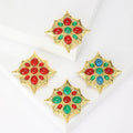 Eight Point Star Brooch With Four Colorful Gem Arrangements view 1