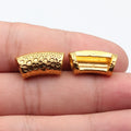 Mixed Finish Metal Hammered Curved Tube Beads For Jewelry Making view 3