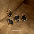 Gold-Tone Rectangle Leopard Faux Fur Stud Earrings Pair view 3