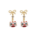 Colorful Lion Motif Drop Earrings in Three Decorative Styles view 5