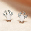 White Oval Reindeer Stud