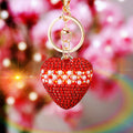 Pearl Band Crystal Heart Keychains in Eleven Plain Color Options view 2