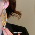 Gold Tone Crystal Mesh Tassel Statement Earrings Jewelry Design view 3