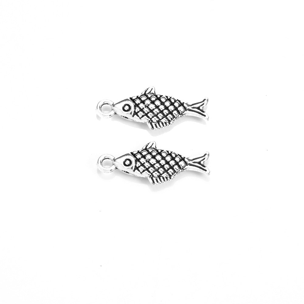 20x8mm Vintage Double-Sided Koi Fish Alloy Charm Pendant
