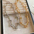 Crinkled Oval Link Chain Necklaces in Two Metal Tones view 4