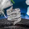 White Gold Tone Spiral Multi Wrap Crystal Ring Sizes 6-10 view 1