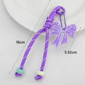 Woven Cord Keychain with Acrylic Bow Charm and Beads view 4