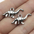Long-Neck Dinosaur Charms in Two Antique Metal Finishes view 1