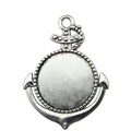Anchor Round Cabochon Pendant Tray in Antique Silver Metal Finish view 1