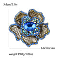 Striped Petal Flower Brooch with Large Crystal in Six Colors view 10