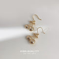 Gold Cherry Crystal Disc Drop Hook Earrings Pair Style view 4