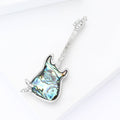 Electric Guitar Brooch in Metal with Silver-tone Body with a Blue Shell-like Inset view 4