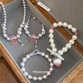Pearl Heart Strawberry Bracelets Necklaces Tassel Earrings view 1
