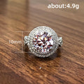 Silver Tone Round Crystal Double Halo Ring Statement Jewelry view 4