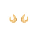 Textured Irregular Gold Tone Crescent Hoop Earrings view 5