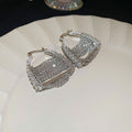 Silver Crystal Handbag Shaped Statement Huggie Earrings view 6
