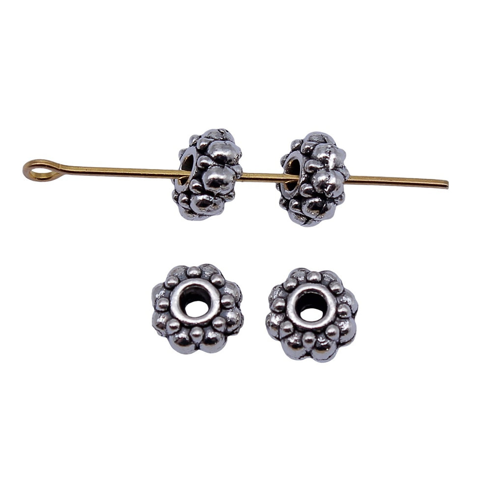 7.8x7.8x3.9mm 0.71g Antique Silver Zinc Alloy Flat Round Small Hole Spacer Beads for DIY Bracelet Making