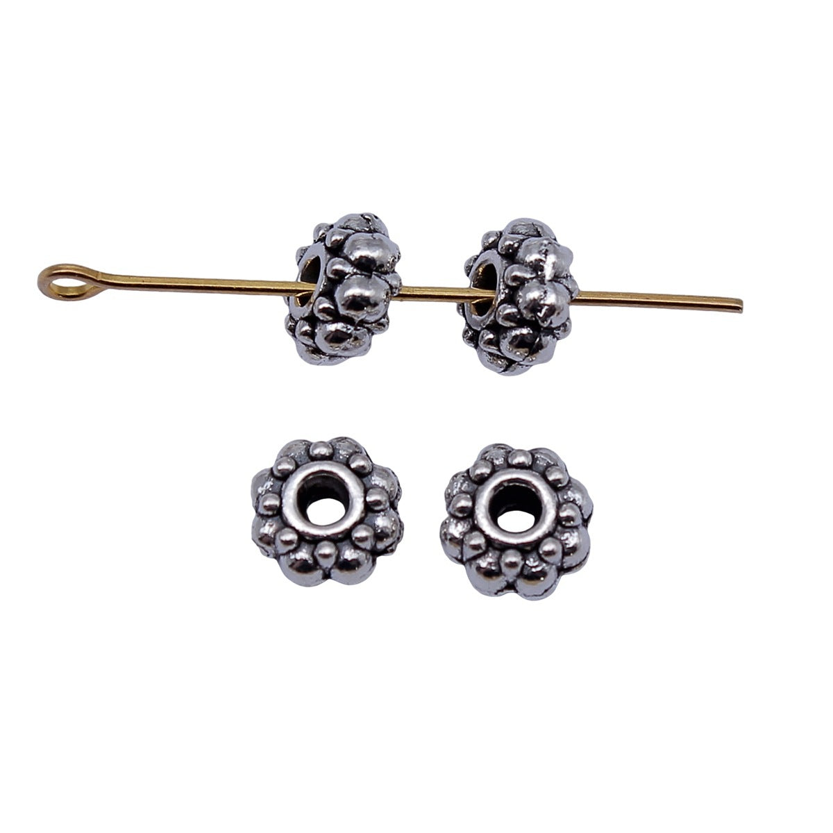 7.8x7.8x3.9mm 0.71g Antique Silver Zinc Alloy Flat Round Small Hole Spacer Beads for DIY Bracelet Making