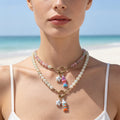 Painted Fish And Pearl Look Star Charm Beaded Necklace view 3