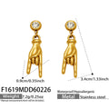 Rock Hand Gesture Zircon Stud Drop Earrings Gold Steel view 7