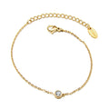 Slim Chain Bracelet Single Bezel Set Round Clear Stone view 5