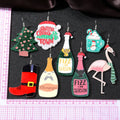 Silver Tone Printed Acrylic Christmas Novelty Hook Earrings view 5