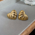 Textured Metal Heart and Leaf Stud Earrings in Two Finishes view 7